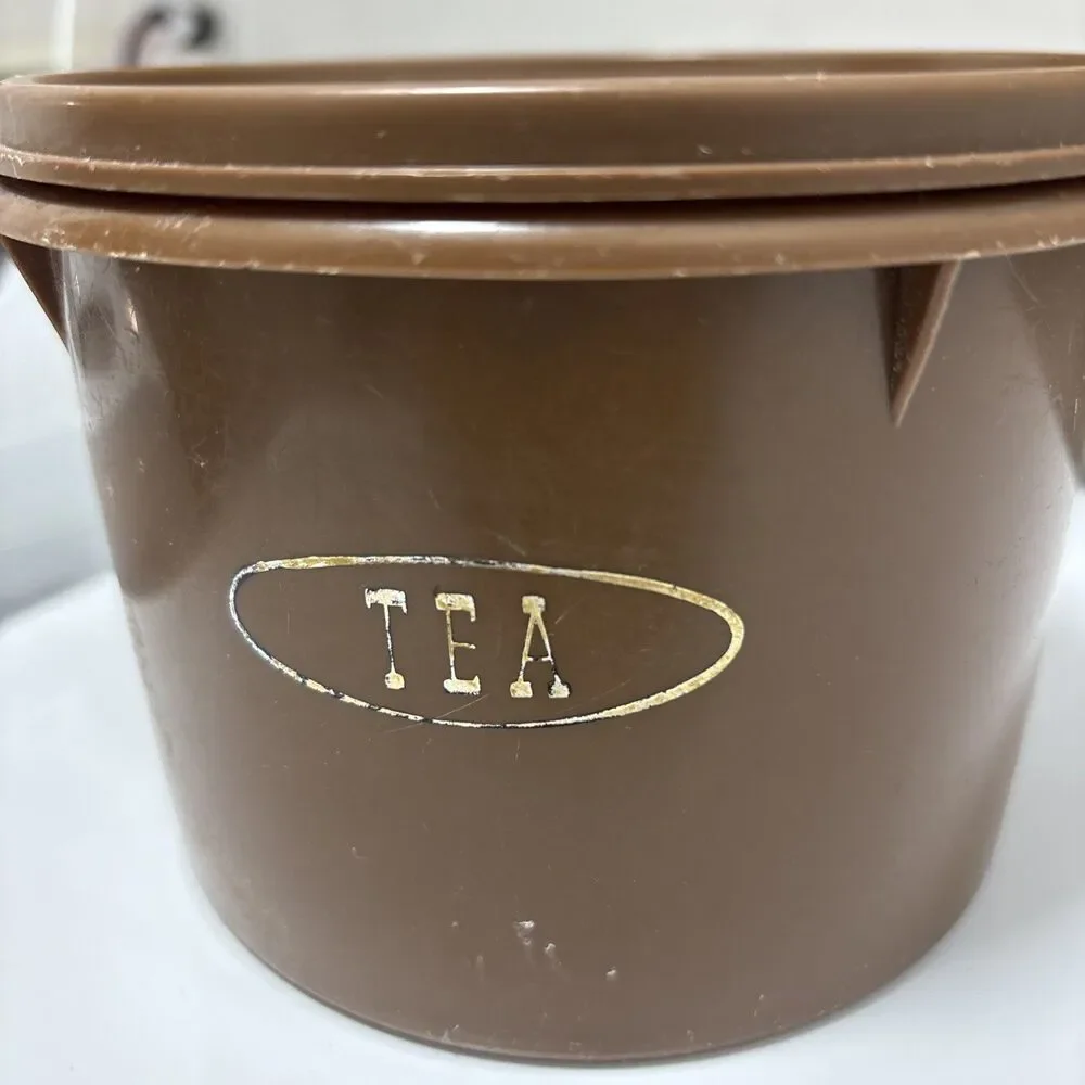 Vintage Tupperware Brown Coffee Canister with Lid – 1970s Retro Kitchen Storage